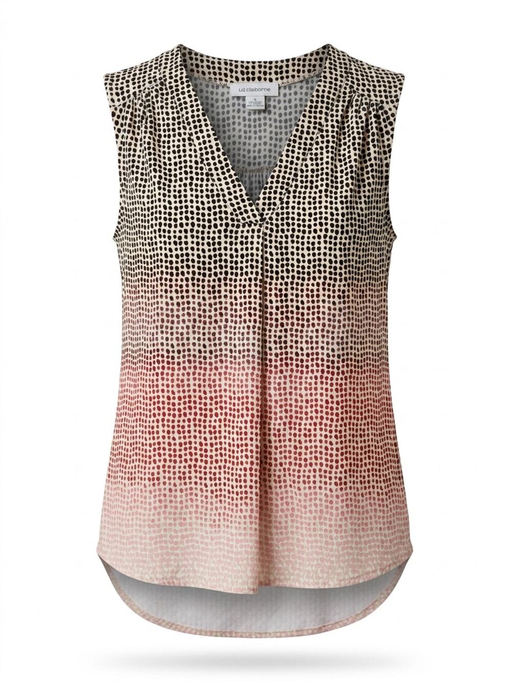 Liz Claiborne Ombre Sleeveless Pleated V-Neck Blouse Women Size S